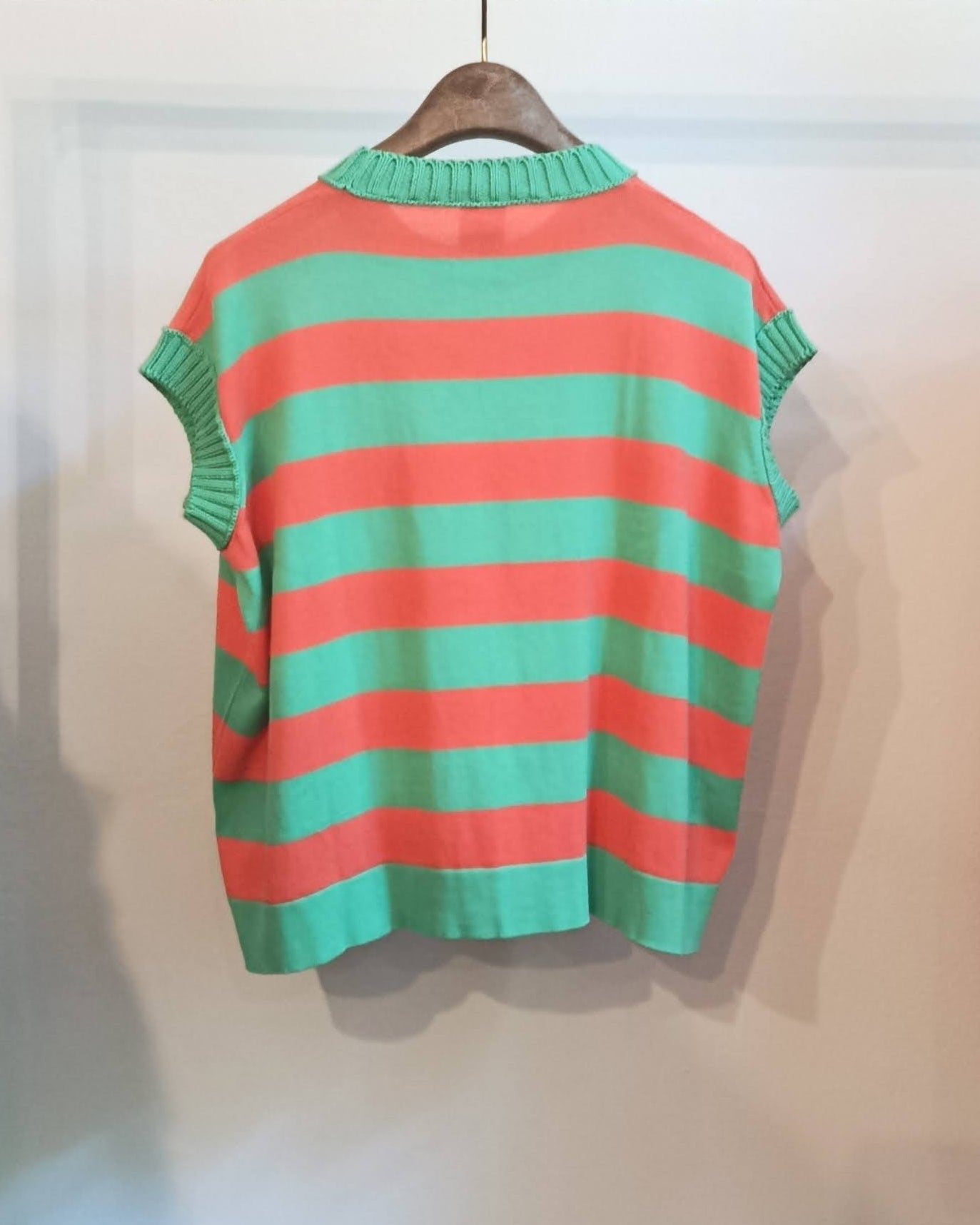 Gilet boxy - righe verde e arancio