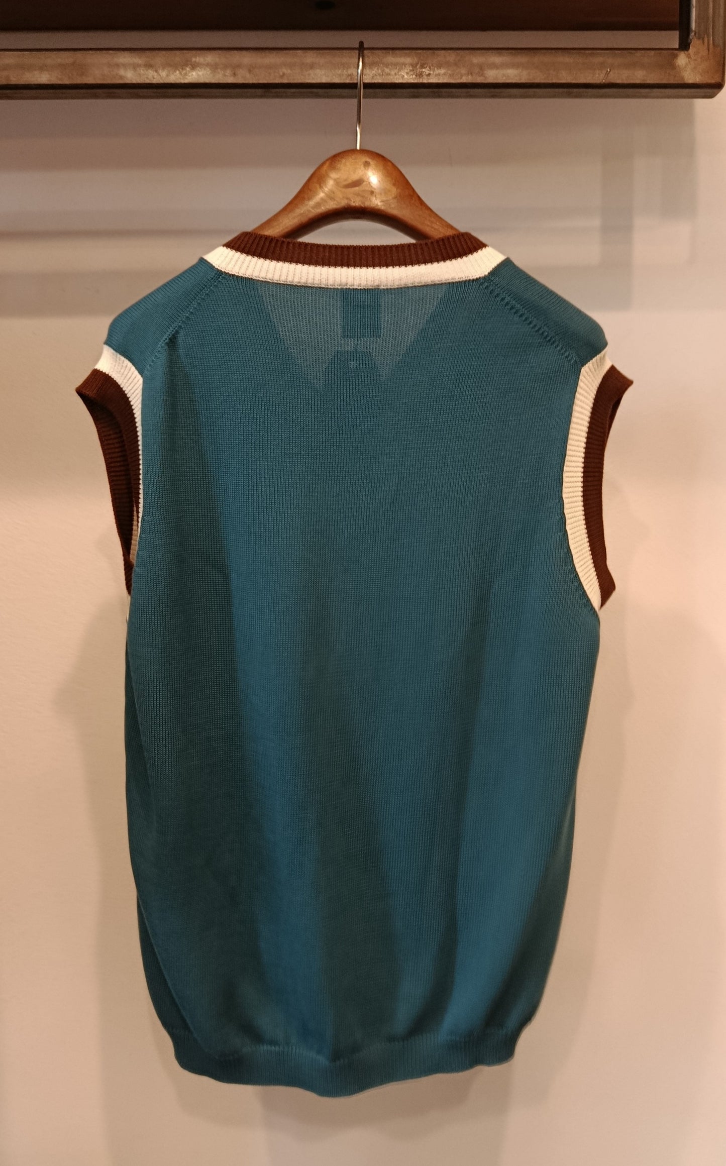 Nonna gilet petrolio/panna/marrone