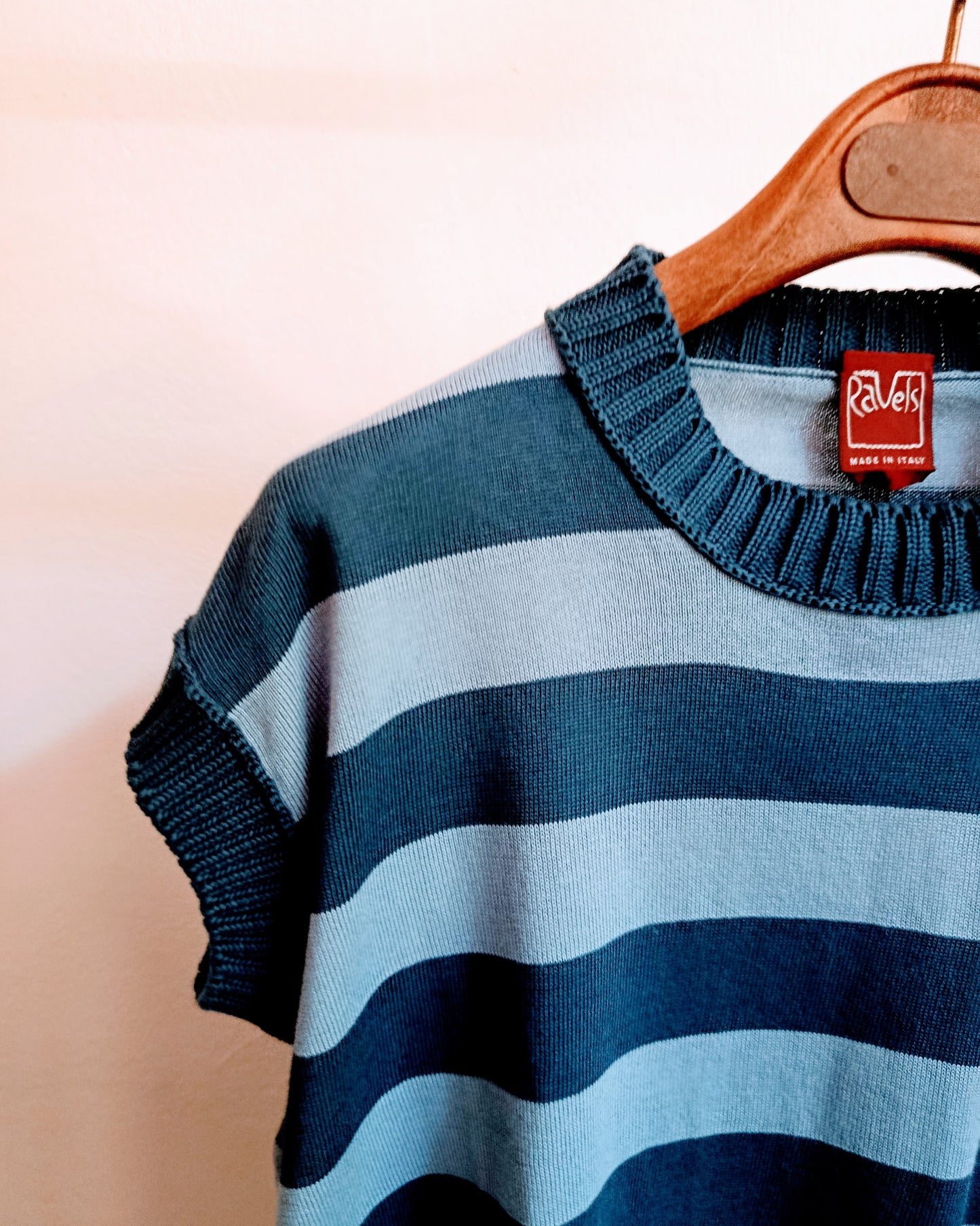 Gilet boxy - righe blu-azzurro
