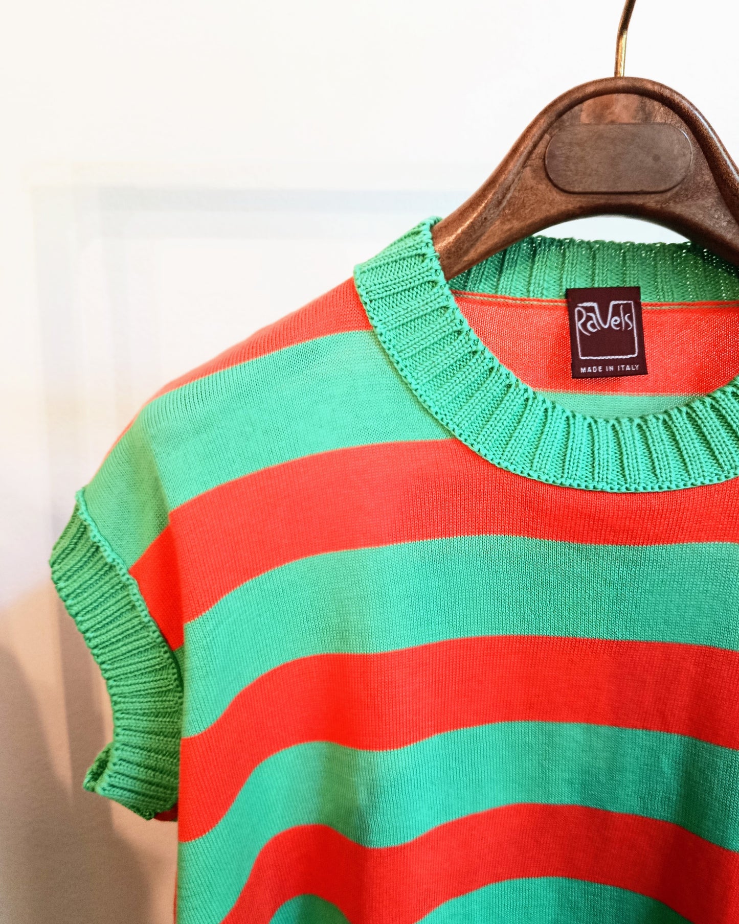 Gilet boxy - righe verde e arancio