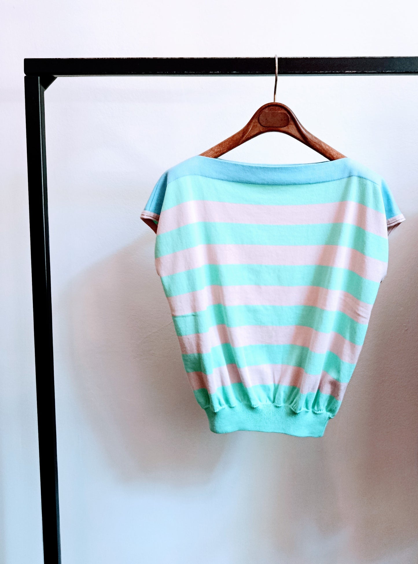 maglia barchetta - righe rosa/acquamarina/cielo