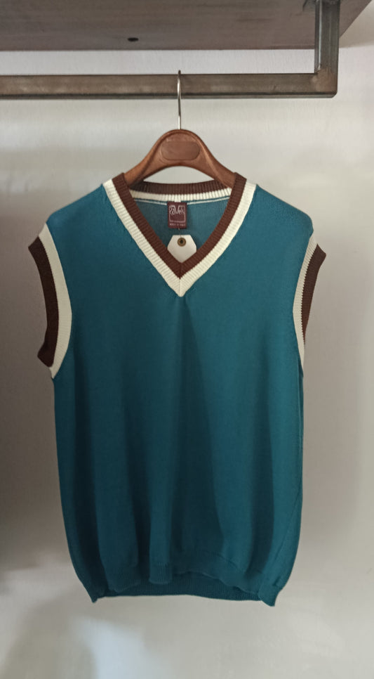 Nonna gilet petrolio/panna/marrone