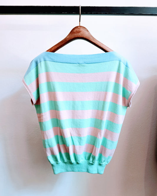 maglia barchetta - righe rosa/acquamarina/cielo