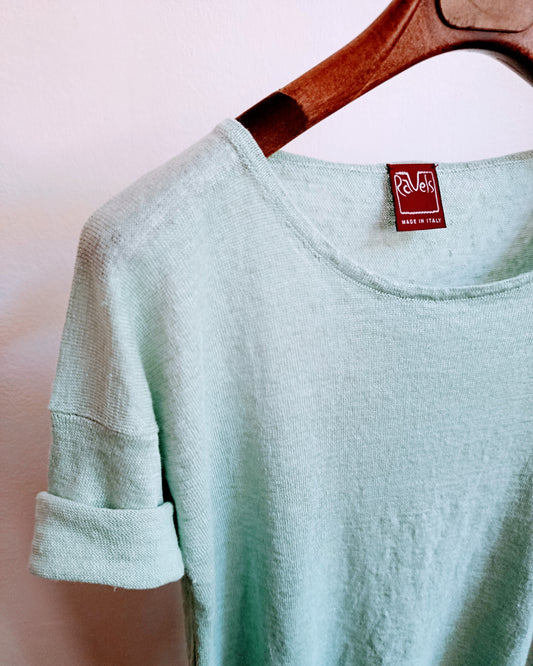 t-shirt lino - acquamarina
