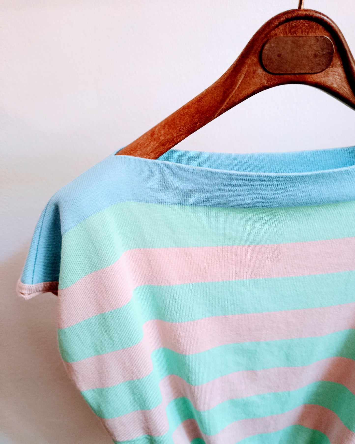 maglia barchetta - righe rosa/acquamarina/cielo
